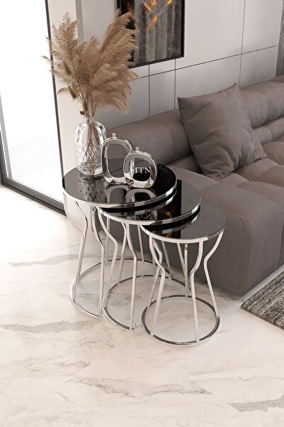 Nies Aksesuar 3'Lü Kum Saati Zigon Gümüş Ayak Füme Ayna