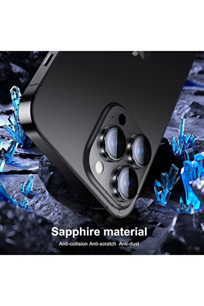 ZMOBILE Iphone 14 Pro Uyumlu Safir Kamera Lens Koruyucu Orijinal Kenarı Çıkıntılı Model Siyah