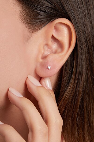 Elika Silver 925 Ayar Gümüş Minimal Yıldız Model Küpe