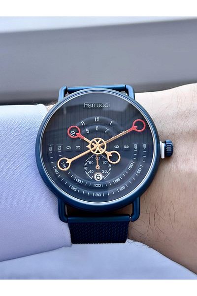 Ferrucci   Men's Calendar Straw Cord Wristwatch