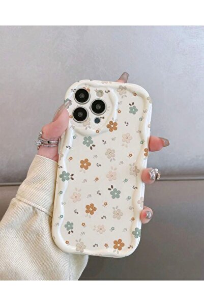 MİRAZ TASARIM غطاء لهاتف آيفون 15 بروماكس باللون البيج مع نمط الزهور