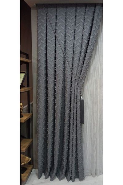 Vinaldi Rüyaper Linen Background Curtain Frequently Plate Does Not Want Ironing Gray Single Wing
