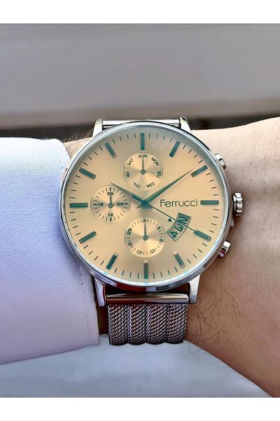 Ferrucci   Men's Calendar Straw Cord Wristwatch