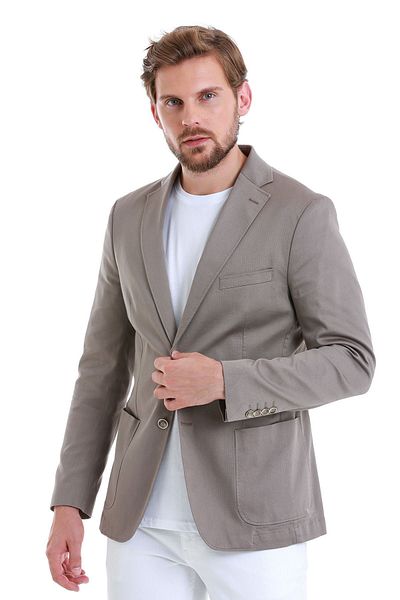 Hatemoğlu Mink Comfort Fit Solid Mono Collar Classic Jacket