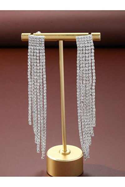 Mupten Kadın Su Yolu Zirkon Taşlı 6 Sıra Abiye Küpe