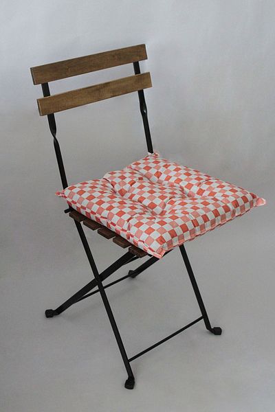 ADARYA HOME Orange Decorative Pouf Chair - Lace-up, 40x40