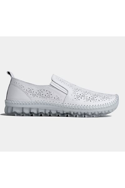 Afilli Pantofi de damă, alb, din piele naturală, gel ortopedic, talpă groasă, confortabilă, fără șireturi, pentru mers zilnic, balerină, pantofi pentru mamă
