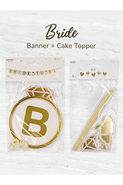 partince 2'li Set Bekarlığa Veda Bride to Be Banner Pasta Süsleyici Cake Topp...