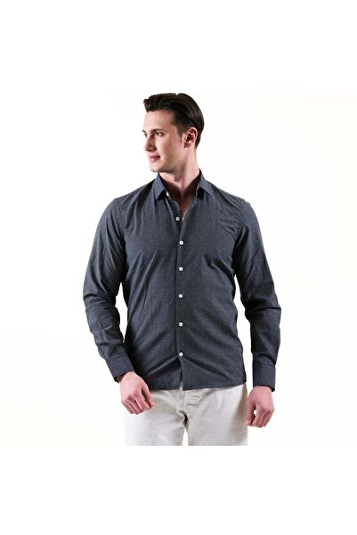 Exve Exclusive Синьо-біла сорочка в дрібну клітинку, облягаючого крою, з дихаючою тканиною, з бавовни, для літа