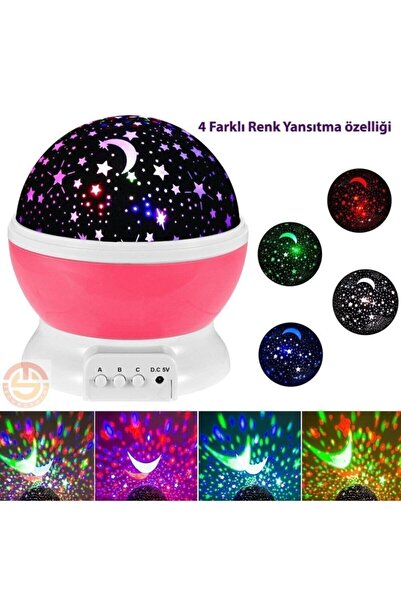 sin@rasta Dönen Renkli Star Master Yıldızlı Gökyüzü Projeksiyon Gece Lambası Masa Lambası