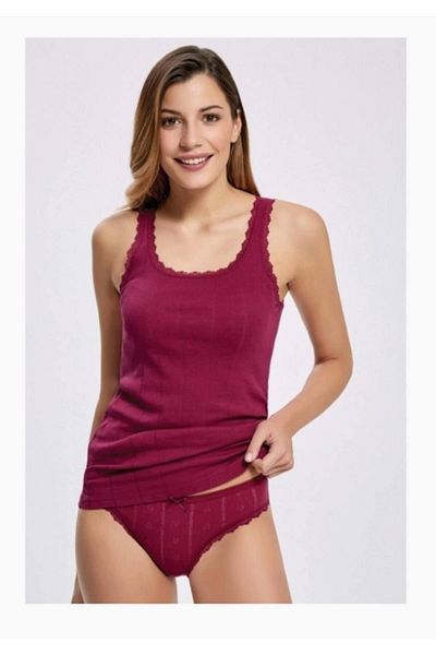 Tutku Cherry Jacquard Thick Strap Bottom Top Set Dng Textile New Season (6 Pieces Economic Package)