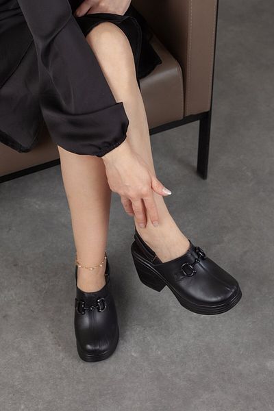Adım Adım Genuine Leather Women's Black Sandals - Mateo