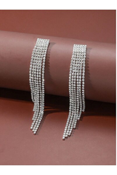 Mupten Kadın Su Yolu Zirkon Taşlı 6 Sıra Abiye Küpe