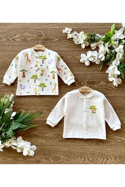 PATSAN Organic Cotton 2-Piece Baby Top Cardigan Set Amazon Giraffe Leopard Rhinoceros