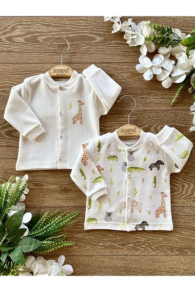PATSAN 2-Piece Baby Top Cardigan Set Giraffe Lion Chameleon