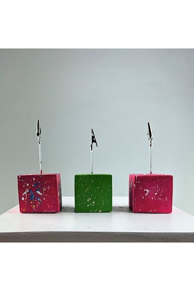 Melouro Fuchsia Green Colorful Splash 3-Piece Note Holder Set