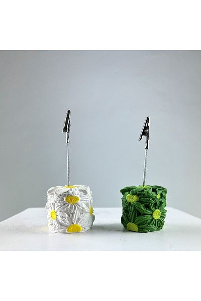 Melouro White Green Daisy 2 Piece Note Holder Set