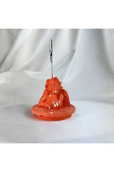 Melouro Orange Cupid (Angel) Pedestal Sculpture Note Holder, Photo Holder