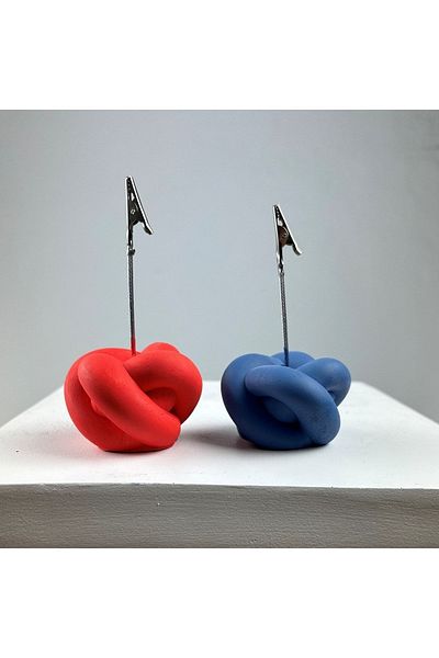 Melouro Knot Note Holder Set of 2 (coral - Gray Blue)