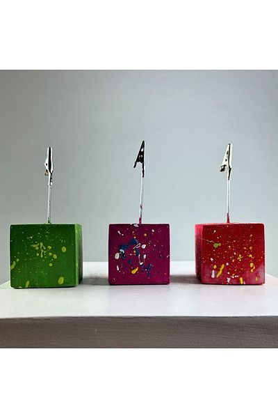 Melouro Fuchsia Red Green Colorful Splash Cube Note Holder Set of 3