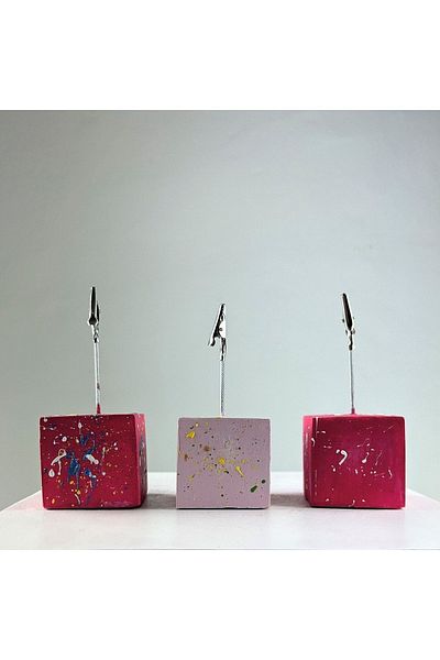 Melouro Fuchsia Pink Colorful Splash 3-Piece Note Holder Set