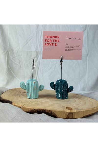 Melouro Mint Dark Green Cactus Splash 2 Pieces Note Holder Set