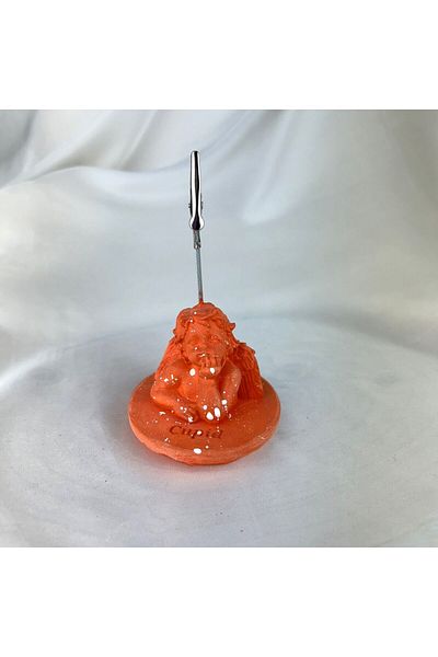 Melouro Orange Cupid (Angel) Pedestal Sculpture Note Holder, Photo Holder