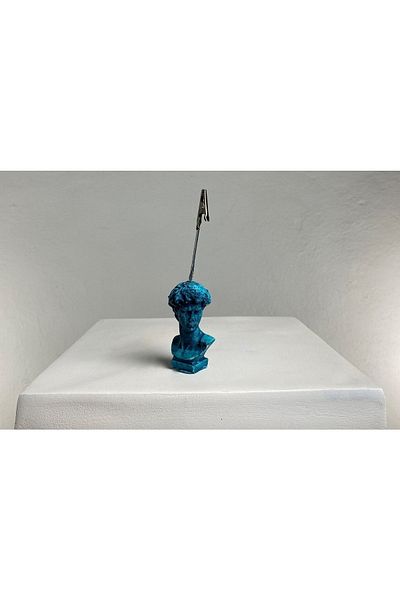 Melouro Blue Antique David Sculpture Note Holder