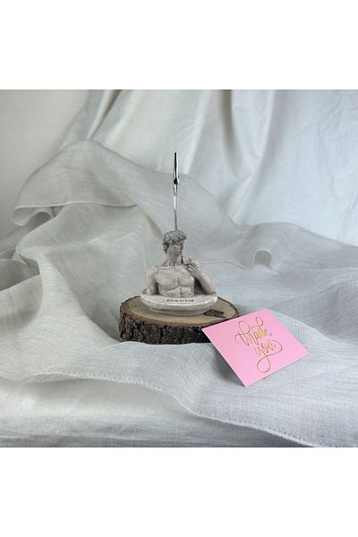 Melouro Mink Antique David Sculpture Note Holder with Base, Photo Holder