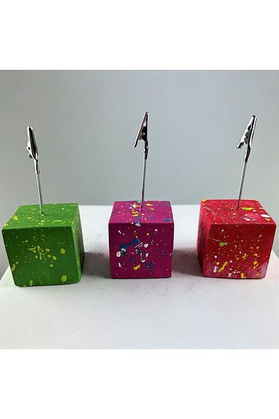 Melouro Fuchsia Red Green Colorful Splash Cube Note Holder Set of 3