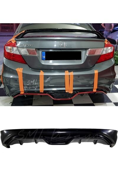 SML Dizayn Honda Civic Fb7 (2012-2016) Custom Arka Ek-difüzör (PLASTİK) Boyas...