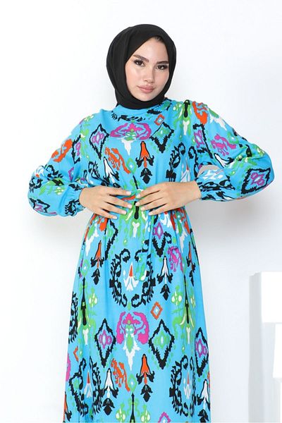 Bestenur Φόρεμα Viscose Blue - Belsin Woven 1041