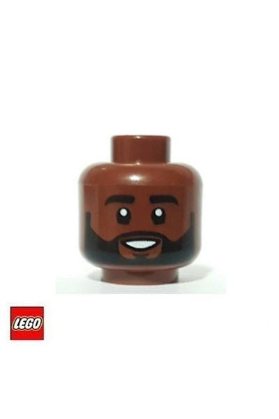 LEGO رأس صغير للرجال - رأس مبتسم أسود مع لحية، إكسسوار مخصص