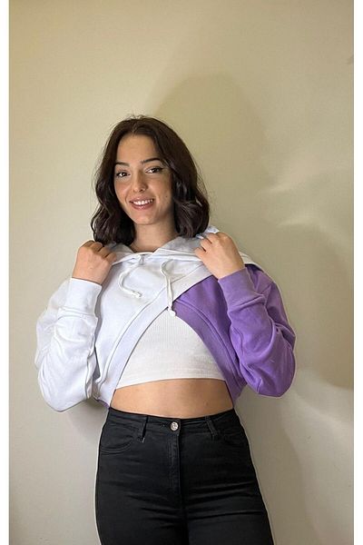 KLC MODA PARCALI HOODED CROP