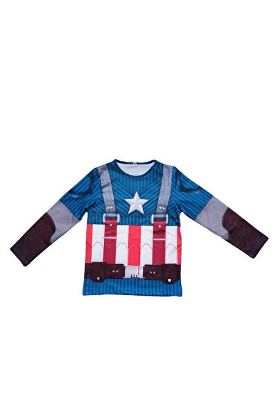 Moni Boy's 3D-Look Digital Printed Captain America Costume With Mask
