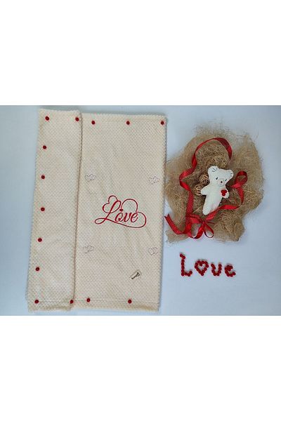 Tomuycuk Valentine's Day Tv Blanket, Heart with Pompom Keys Sofa and Shawl Gift