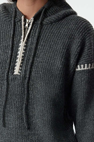 Trendyol Collection Soft Textured Anthracite Knitwear Sweater - Twoaw25Kz00285