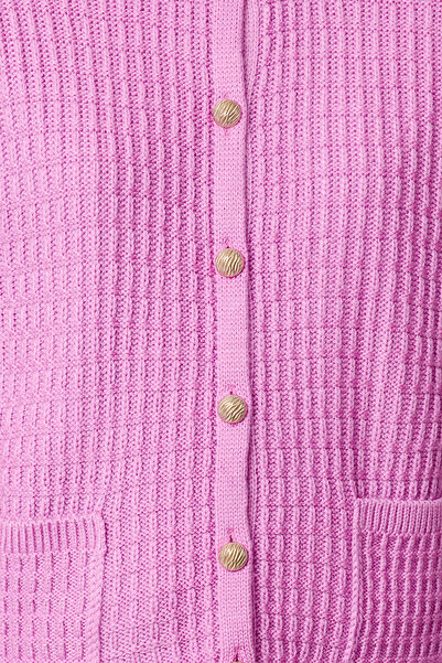Trendyol Collection Pink Knitwear Cardigan - Jacket Look, Button and Pocket Detail Twoaw25Hi00000