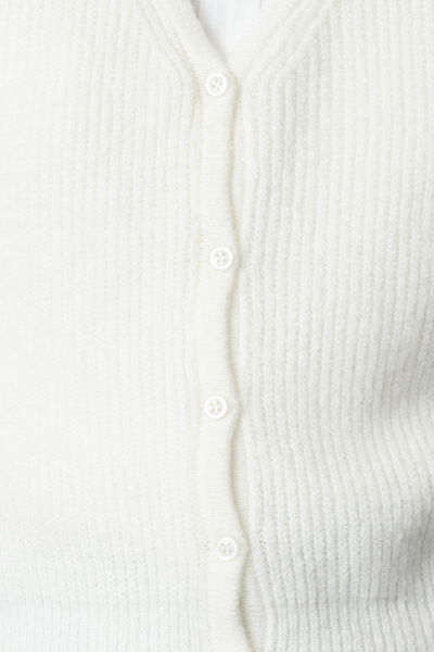 Trendyol Collection V-Neck Ecru Crop Vest - Soft Texture, Buttoned, Regular Fit Twoaw25Ye00019