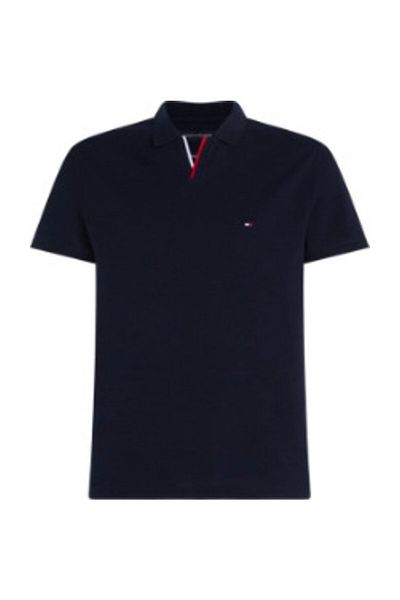 Tommy Hilfiger Pánské tričko s vytištěným logem a výstřihem s límcem v námořnické modré barvě MW0MW34772-DW5