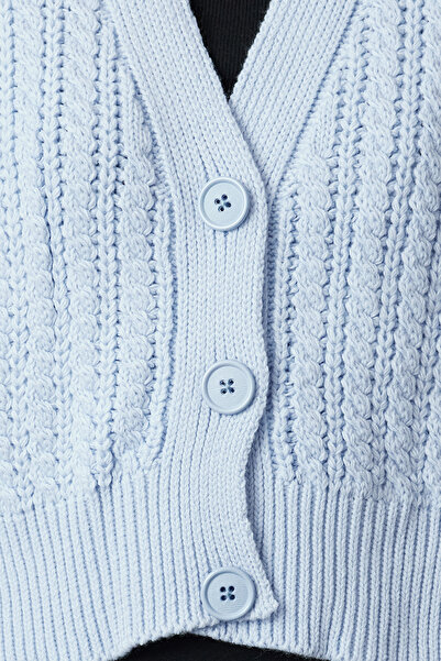Trendyol Collection Kék Crop kötöttáru kardigán puha textúrával - TWOAW25HI00272