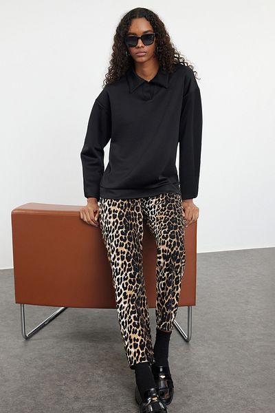Trendyol Modest Oversize černá potápěčská tunika - TCTAW25UK00002