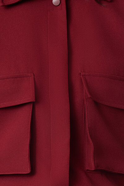 Trendyol Collection Oversize Claret Red Vest - Pocket Detailed, TWOSS24YE00037