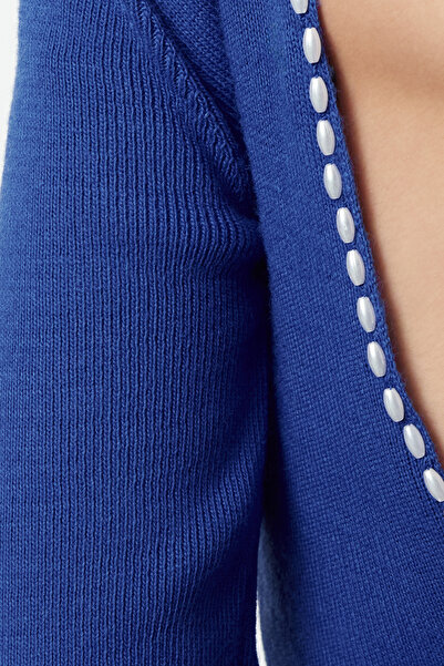 Trendyol Collection Πλεκτά Μίνι Φόρεμα - Σακκ, Λεπτομέρεια με Πέρλες, TWOAW24EL00089