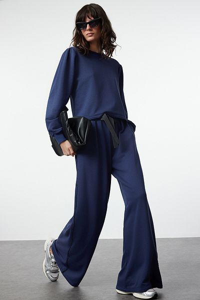 Trendyol Modest Indigo pletená sada - spodní a horní sada TCTAW25US00085