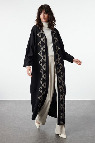 Trendyol Modest Μαύρο εμπριμέ υφαντό - Καπάκι, Ferace και Abaya TCTAW25KF00012