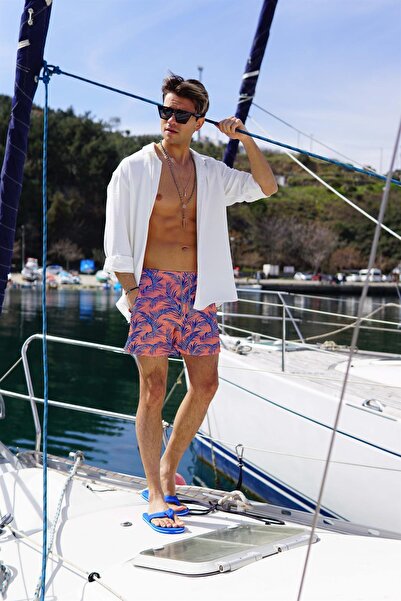 C&City Pánské šortky s digitálním potiskem C1188 Salmon