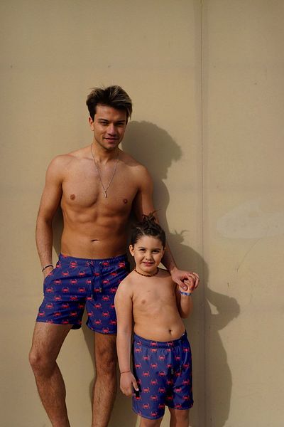 C&City Vater-Sohn-Badeshorts mit Digitaldruck C1160-c11020 Marineblau