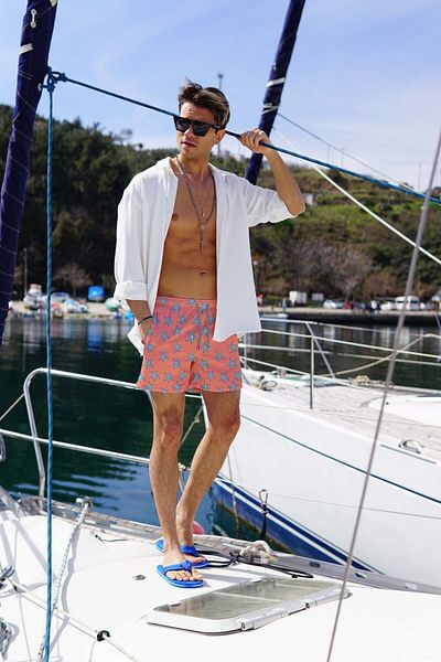 C&City Vater-Sohn-Digitaldruck-Seeshorts C1153-c11017 Lachs