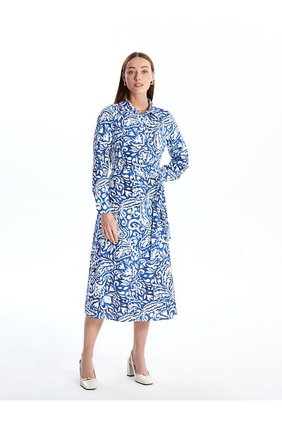 LC Waikiki Rochie cămașă damă cu mânecă lungă cu model